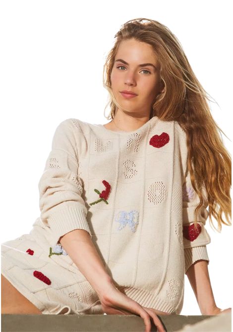Maxi maglia in filato Treeblend con ricami TWINSET | 252TP331300522