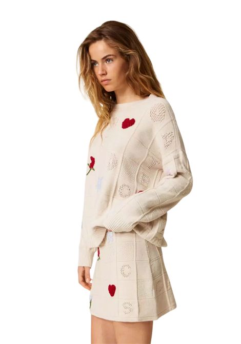 Maxi maglia in filato Treeblend con ricami TWINSET | 252TP331300522