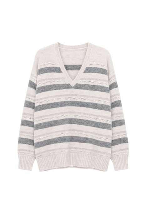 Maglione Twinset in Lana Elasticizzata con Scollo a V e Filo Metallico TWINSET | 252TT307213008