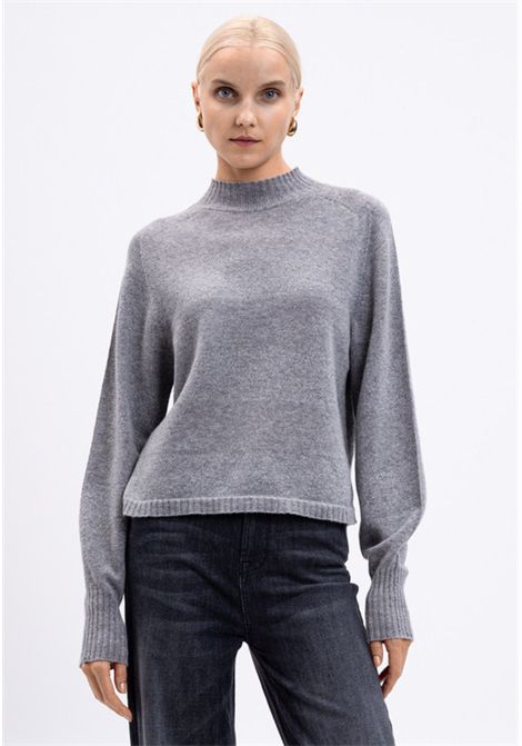 Maglione Grigio in Lana e Cashmere con Lurex e Logo Oval T TWINSET | 252TT330013021