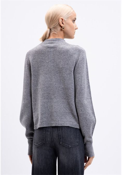 Maglione Grigio in Lana e Cashmere con Lurex e Logo Oval T TWINSET | 252TT330013021