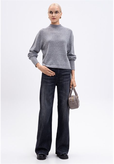 Maglione Grigio in Lana e Cashmere con Lurex e Logo Oval T TWINSET | 252TT330013021