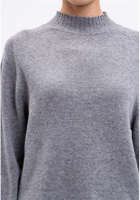 Maglione Grigio in Lana e Cashmere con Lurex e Logo Oval T TWINSET | 252TT330013021