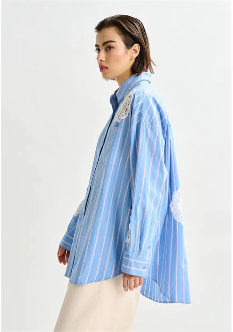 Camicia oversize a righe con inserti in pizzo  Essentiel Antwerp Essentiel antwerp | IDENTICAL LACE APPLIQUEI2PK