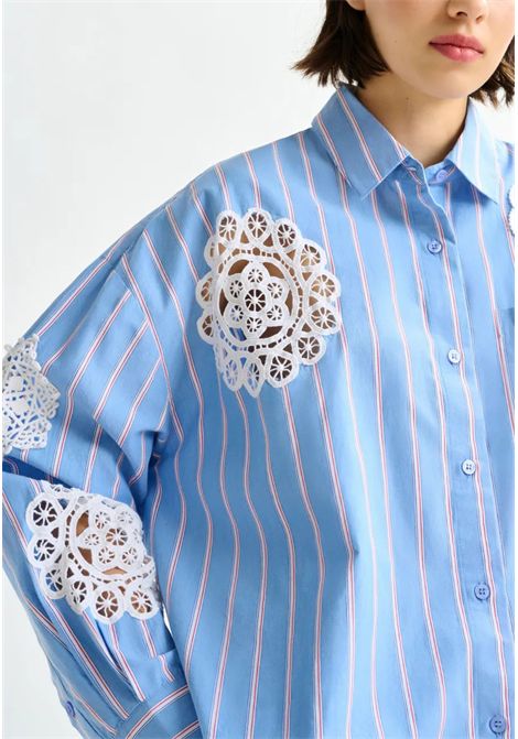 Camicia oversize a righe con inserti in pizzo  Essentiel Antwerp Essentiel antwerp | IDENTICAL LACE APPLIQUEI2PK