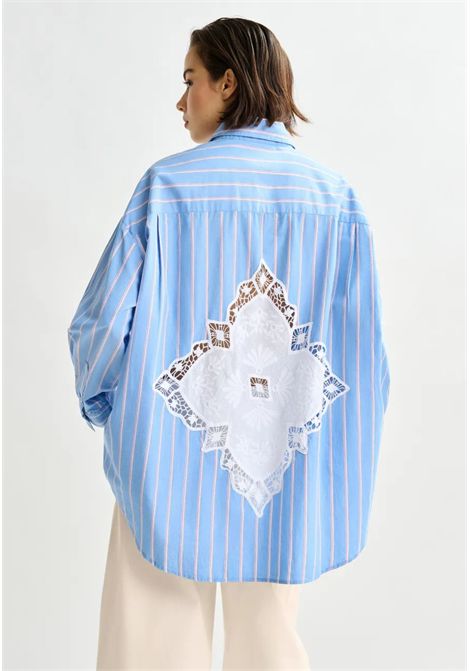 Camicia oversize a righe con inserti in pizzo  Essentiel Antwerp Essentiel antwerp | IDENTICAL LACE APPLIQUEI2PK