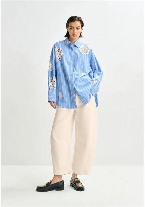 Camicia oversize a righe con inserti in pizzo  Essentiel Antwerp Essentiel antwerp | IDENTICAL LACE APPLIQUEI2PK