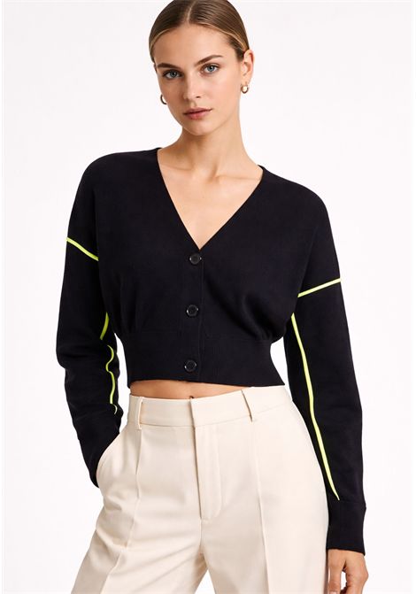 Essentiel Antwerp  Cardigan Ileo in maglia con piping a contrasto Essentiel antwerp | ILEO CARDIGANNA32