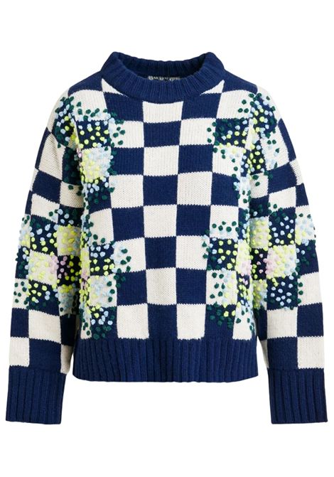 Essentiel Antwerp  Maglione donna a scacchi con ricami Essentiel antwerp | INTER EMBROIDERED2NA