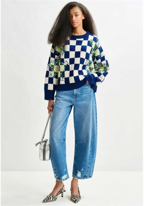 Essentiel Antwerp  Maglione donna a scacchi con ricami Essentiel antwerp | INTER EMBROIDERED2NA