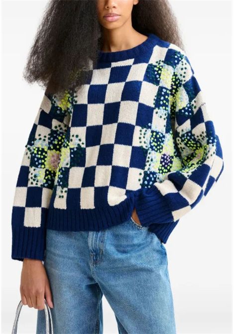 Essentiel Antwerp  Maglione donna a scacchi con ricami Essentiel antwerp | INTER EMBROIDERED2NA
