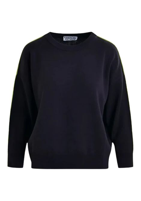 Essentiel Antwerp  Maglione in maglia fine navy con dettagli a contrasto Essentiel antwerp | IRUBY PULL CONTRAST DETAILSNA32