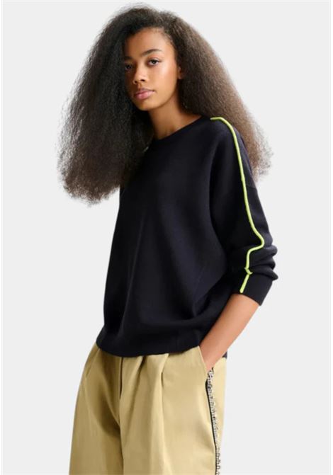 Essentiel Antwerp  Maglione in maglia fine navy con dettagli a contrasto Essentiel antwerp | IRUBY PULL CONTRAST DETAILSNA32