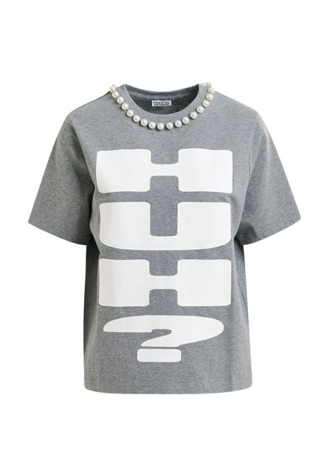 Essentiel Antwerp  T-shirt donna con stampa HUH? e perle Essentiel antwerp | ISIS-BEADS PRINTSH35