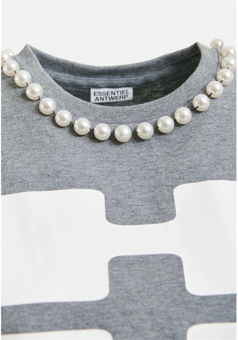 Essentiel Antwerp  T-shirt donna con stampa HUH? e perle Essentiel antwerp | ISIS-BEADS PRINTSH35
