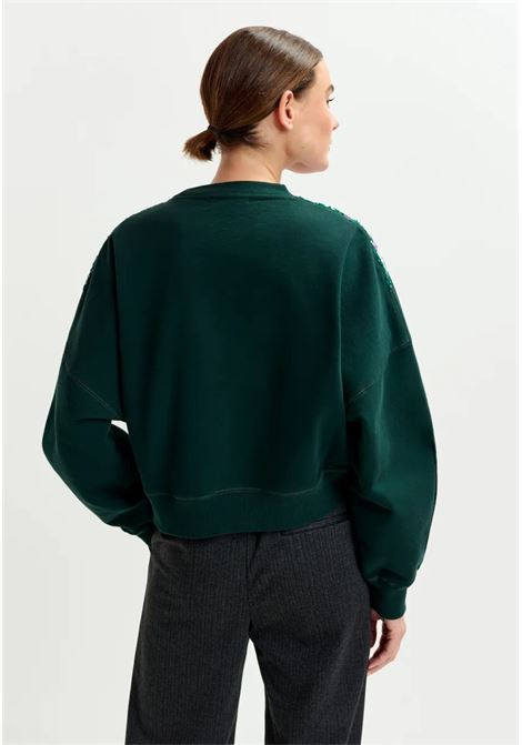 Essentiel Antwerp  Felpa in cotone verde con ricamo e paillettes Essentiel antwerp | ISSU EMBROIDERED SWEATSHIRTI1PC