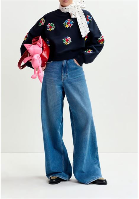 Essentiel Antwerp  Felpa in cotone con ricami floreali e paillettes Essentiel antwerp | ITRO EMBROIDERED SWEATI1NA