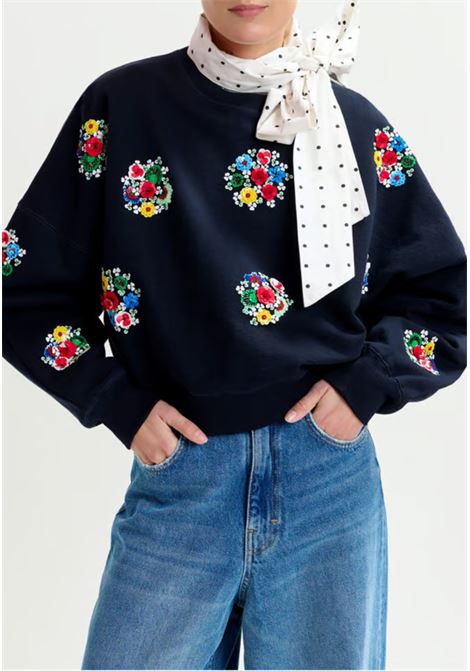 Essentiel Antwerp  Felpa in cotone con ricami floreali e paillettes Essentiel antwerp | ITRO EMBROIDERED SWEATI1NA
