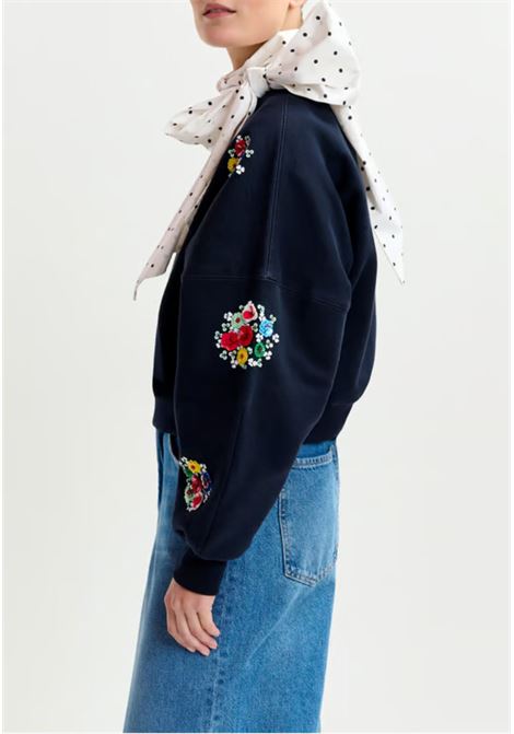 Essentiel Antwerp  Felpa in cotone con ricami floreali e paillettes Essentiel antwerp | ITRO EMBROIDERED SWEATI1NA