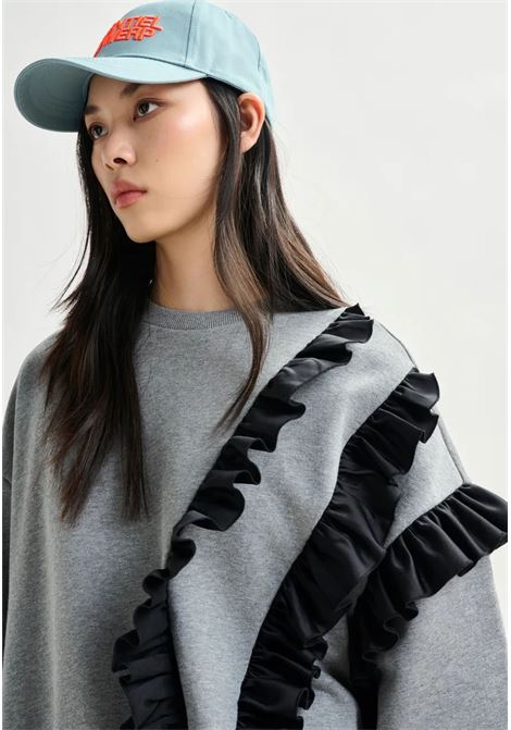 Essentiel Antwerp  Felpa grigia con dettaglio ruffle Essentiel antwerp | IWAVE SWEATSHIRT WITH FRILLSI1SH
