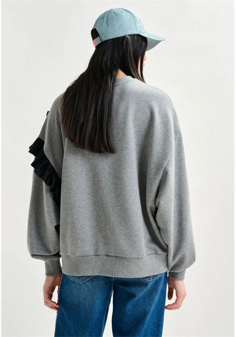 Essentiel Antwerp  Felpa grigia con dettaglio ruffle Essentiel antwerp | IWAVE SWEATSHIRT WITH FRILLSI1SH