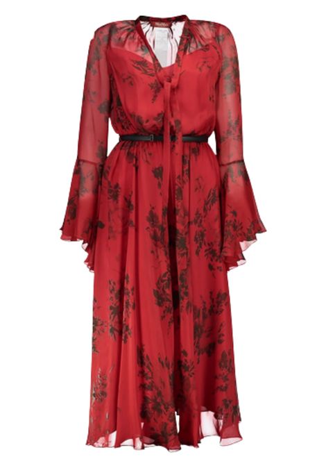 Max Mara Studio  Abito midi in seta stampata con sottoveste Max Mara Studio | KLENIA001
