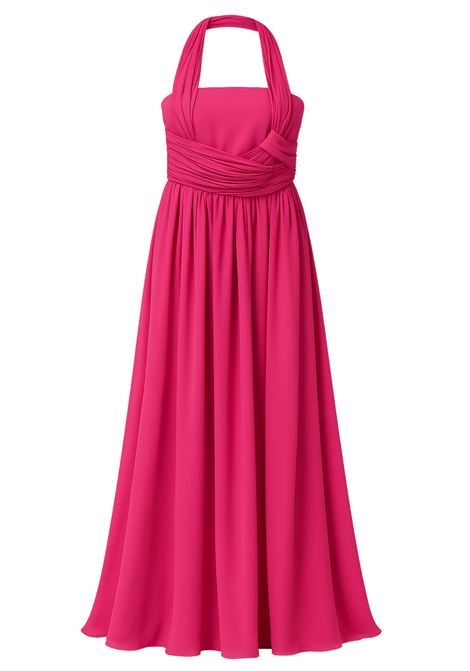CLIPS  Abito lungo drappeggiato in chiffon fucsia CLIPS | E090611700015