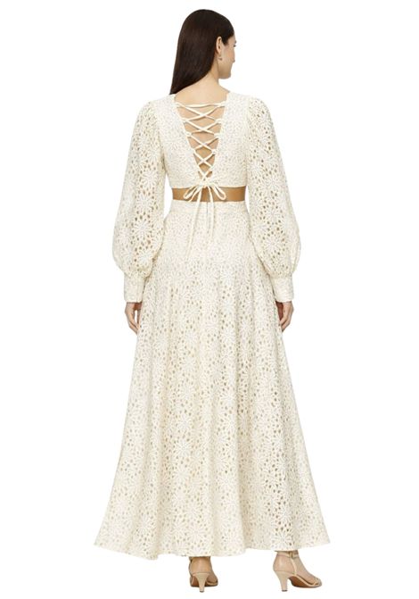 Abito lungo in pizzo macramé con schiena incrociata Actualee | AB003993973