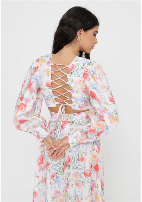 ABITO LUNGO IN LINO FANTASIA FLOREALE Actualee | AB004028MULTICOLOR