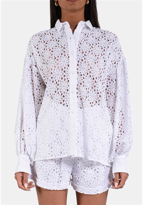 ACTUALEE  Camicia in pizzo sangallo con maniche a sbuffo Actualee | CA000568 14125BEIG973