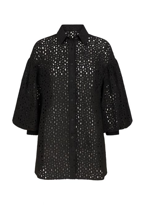 ACTUALEE  Camicia in pizzo sangallo con maniche a sbuffo Actualee | CA000568 14125BLACK1