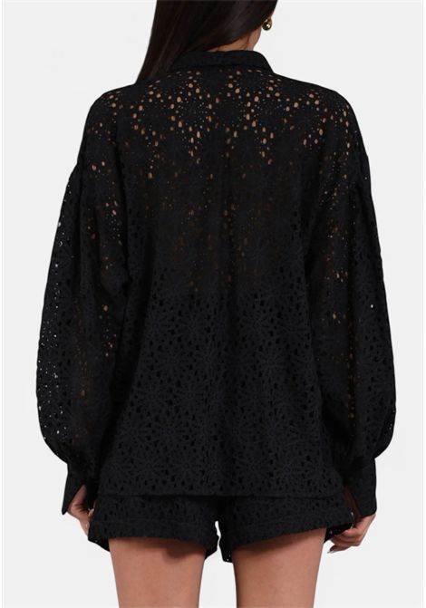 ACTUALEE  Camicia in pizzo sangallo con maniche a sbuffo Actualee | CA000568 14125BLACK1