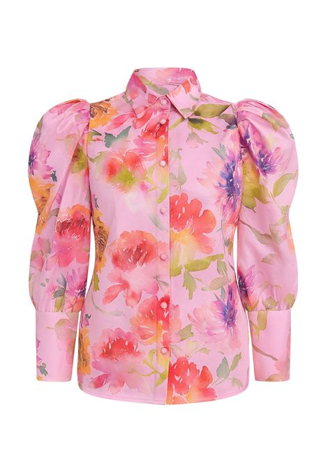 Camicia in cotone a fantasia Actualee | CA000580ROSE