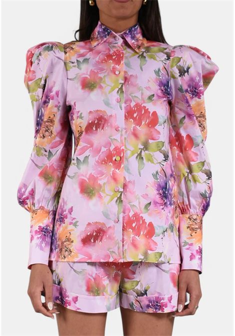 Camicia in cotone a fantasia Actualee | CA000580ROSE