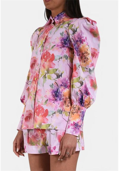 Camicia in cotone a fantasia Actualee | CA000580ROSE