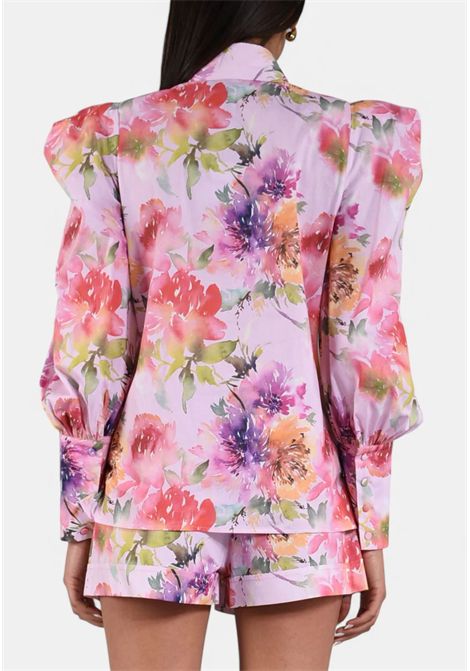 Camicia in cotone a fantasia Actualee | CA000580ROSE