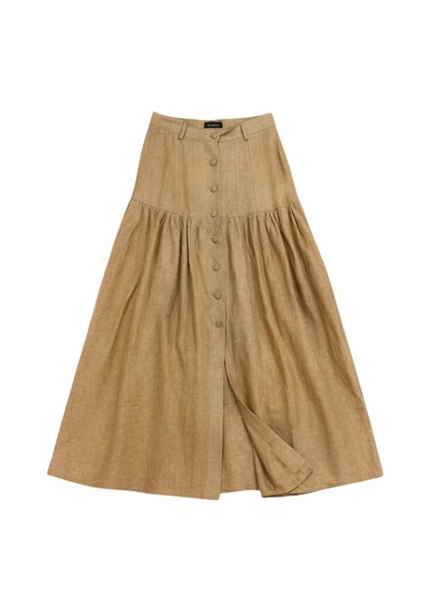 Gonna midi in puro lino con bottoni frontali Actualee | GO0035242