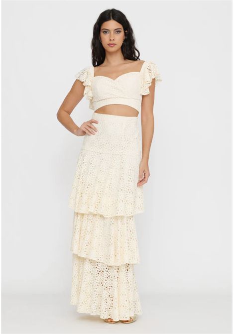 Actualee  Top Cropped in Pizzo con Coppe Actualee | TO000293 14122BEIG973