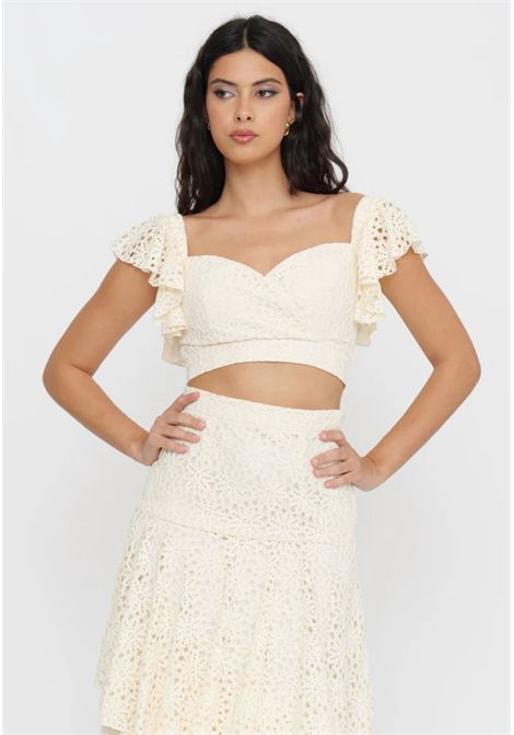 Actualee  Top Cropped in Pizzo con Coppe Actualee | TO000293 14122BEIG973