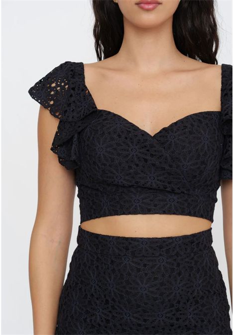 Actualee  Top Cropped in Pizzo con Coppe Actualee | TO000293 14122BLACK1