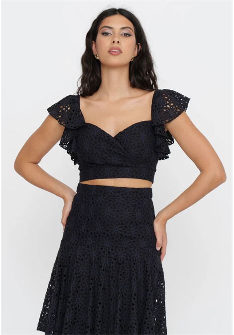 Actualee  Top Cropped in Pizzo con Coppe Actualee | TO000293 14122BLACK1