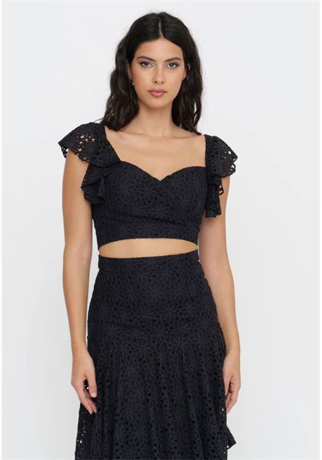 Actualee  Top Cropped in Pizzo con Coppe Actualee | TO000293 14122BLACK1