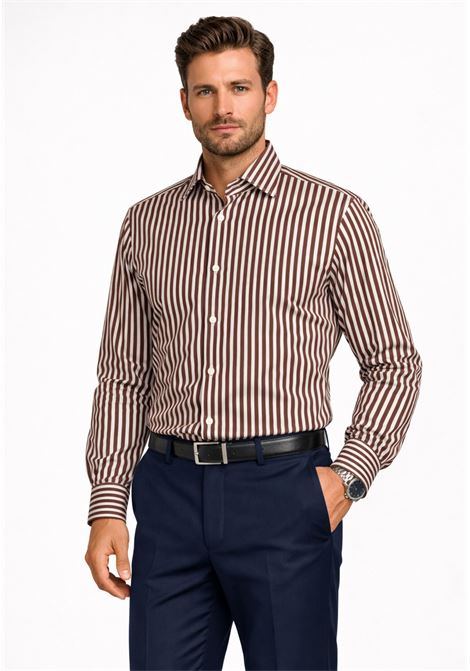Camicia Alessandro Gherardi a righe  tessuto tecnico elasticizzato Alessandro Gherardi | 38P4 820RIGHE MARRONI
