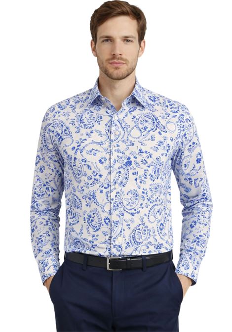 Camicia uomo Alessandro Gherardi in lino con stampa paisley Alessandro Gherardi | 7661 620FIORI BLU