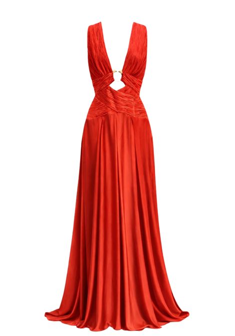 Babylon  Abito lungo drappeggiato con scollo profondo e dettaglio gioiello BABYLON | US0863BRUGGINE