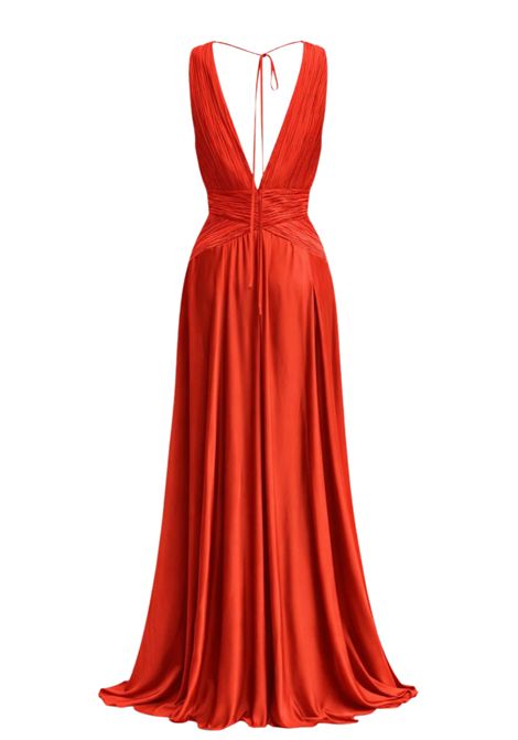 Babylon  Abito lungo drappeggiato con scollo profondo e dettaglio gioiello BABYLON | US0863BRUGGINE