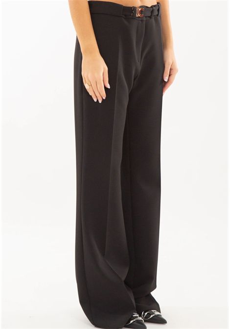 Pantalone nero a gamba dritta con cintura logata BABYLON | VE00087NERO