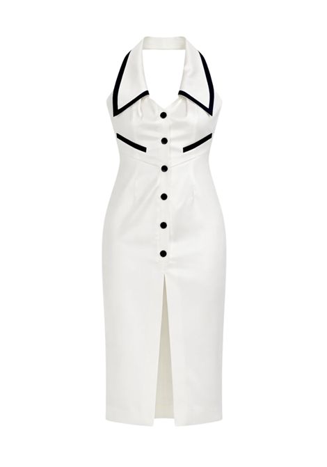 Abito midi halter in tessuto tecnico  Eureka BABYLON | ZE00740BIANCO