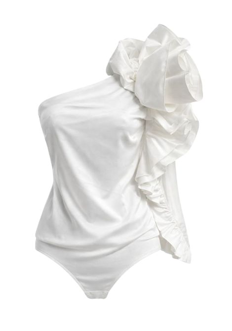 BABYLON  Body monospalla con rouches BABYLON | ZMF0307BIANCO