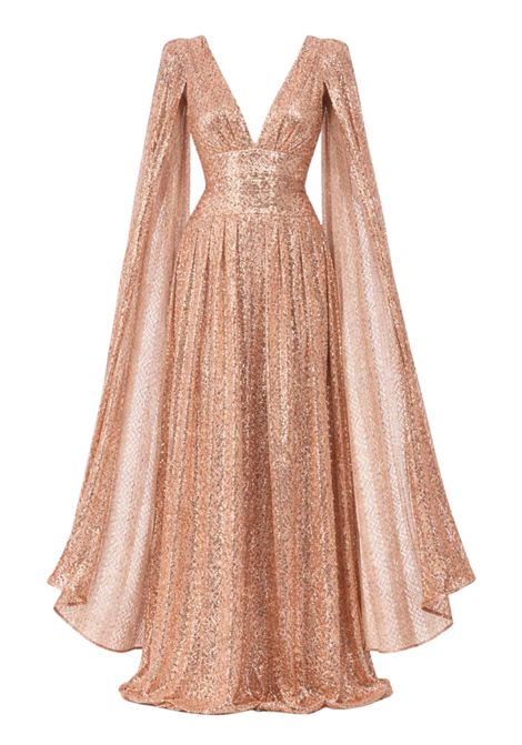 Abito lungo con paillettes e motivo geometrico BABYLON | ZS00863ROSE